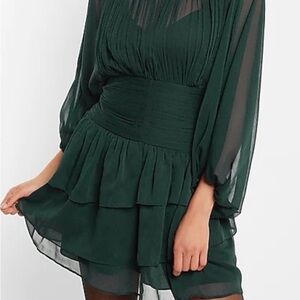 Express Dark Green Long Sleeve Dress